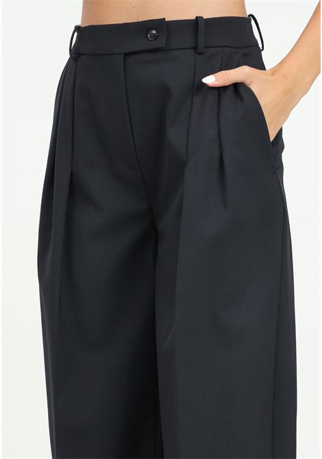 Pantalone elegante nero da donna in fresco lana mélange con doppie pinces ELISABETTA FRANCHI | PA06247E2110